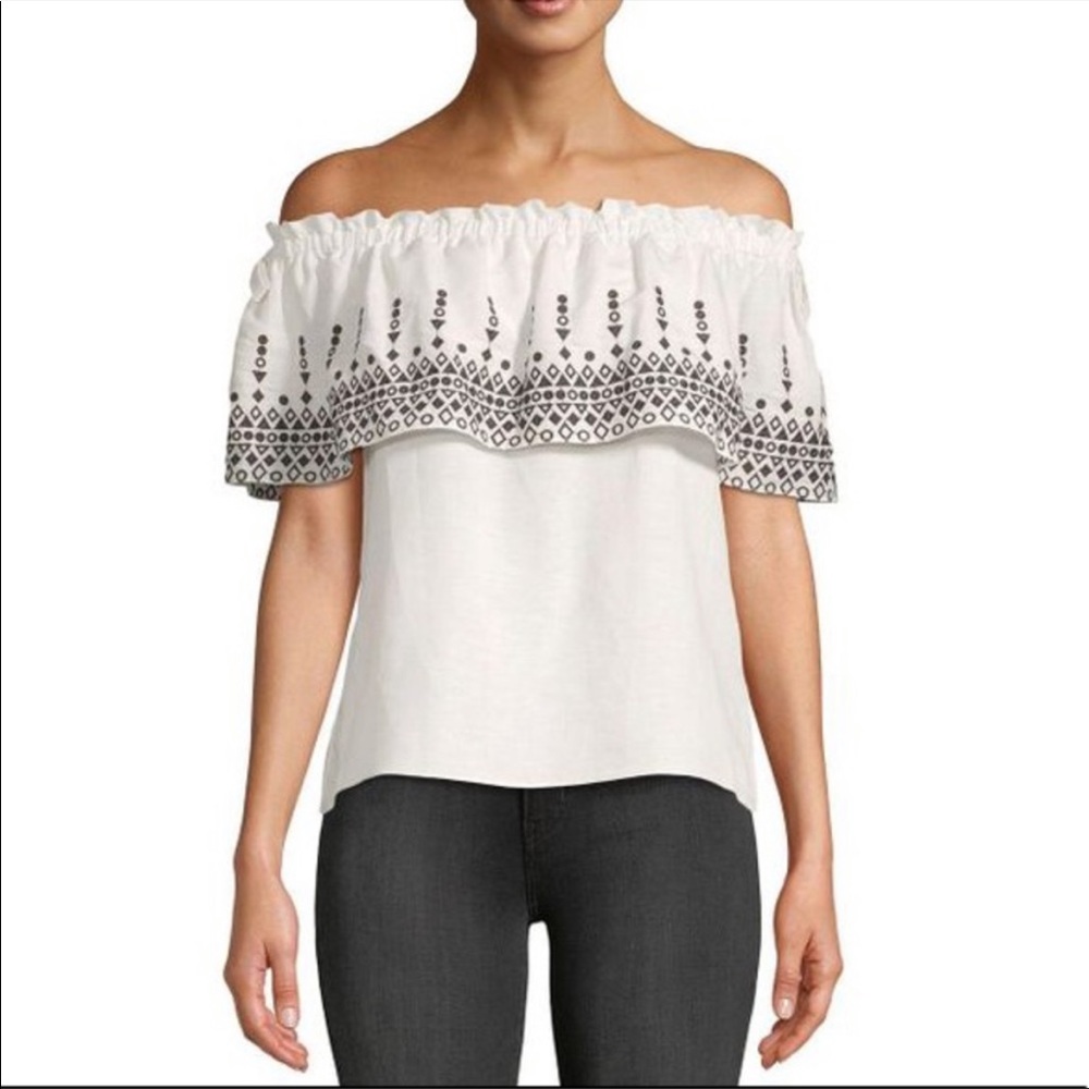 Parker linen off-the-shoulder top